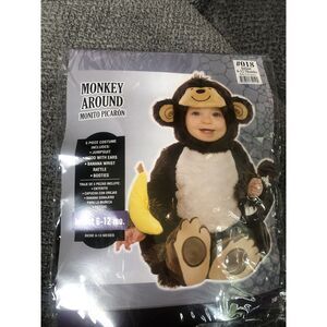 Monkey Around Infant Halloween Costume 6-12 Months:Jumpsuit Hood , BananaRattler